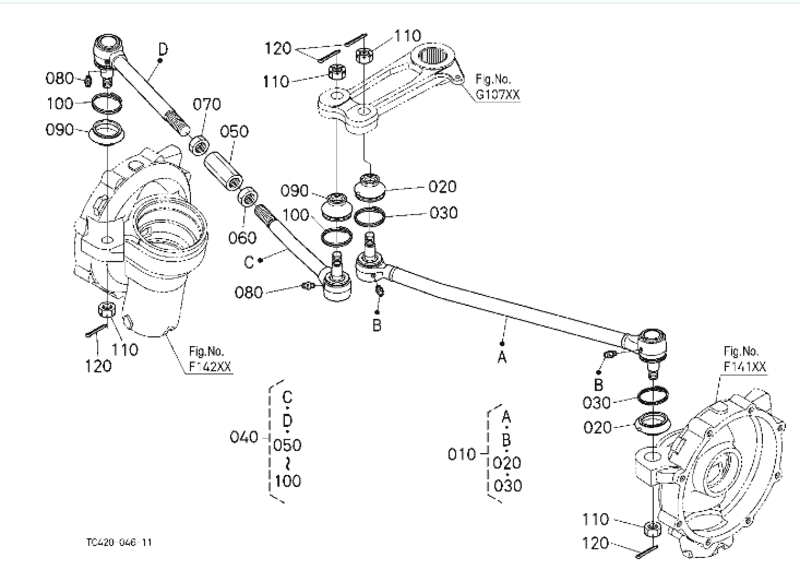 Steering component schematic showing gearbox and shaft coections